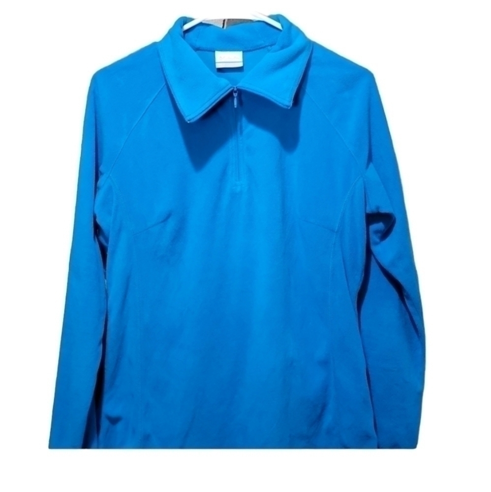 Columbia size large blue pull over jacket 1/4 zip long sleeve fleece #fleece